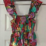 THML  Multicolor‎ Floral Smocked Tank Top Size Small EUC Photo 0