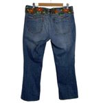 L.E.I VTG Y2k Blue Denim Low Rise Ashley Jeans Orange Floral Boho Embroidery 15 Photo 8