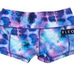 FLEO Limited Edition Tie Dye Shimmy Shimmer Low Rise Contour Shorts Athletic Purple Photo 0