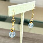 Gold Lavender Amber Glass Bead Dangle Earrings Purple Photo 1