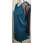 LuLaRoe Sz L Embroidered Floral Lace Sleeve Teal Photo 2