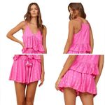 Surf Gypsy  Hot Pink Clipped Metallic Shorts Large NEW Photo 2
