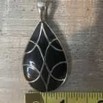 Lia Sophia signed jewelry black enamel silver slide teardrop pendant Photo 5