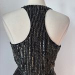 Parker Silk Black Embellished Mini Wrap Dress Photo 6