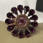 Coach Vintage Flower Ring W/Amethest Colored Stones READ Photo 0