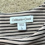 Coldwater Creek  Beige & Black Striped Pullover Tunic Sweater - Sz L (14) - EUC Photo 2