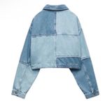 ZARA Cropped Patchwork Denim Blue Jacket
(Size Small) Photo 6