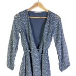 Abercrombie & Fitch  Wrap Mini Dress XS Blue Floral Chiffon Sheer 3/4 Sleeve Boho Photo 2