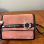 Brighton  Suede Leather Central Park Organizer Crossbody Purse Wallet‎ Pink Brown Photo 7