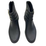 Loeffler Randall Rain Boots Women's Size 9 Fenton Black Rubber Gold Buckle Ankle Photo 4