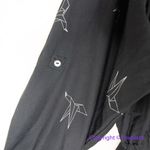Hutch Womens Shirt Dress Origami Bird Button Front Roll Tab Sleeve Black size 0X Photo 4