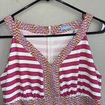 J. McLaughlin Striped V Neck Maxi Dress Pink White Blue Size M Lace CUSTOMIZED Photo 1