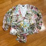 Marciano  by Guess Botanical Blouse Floral belted Long sleeves Summer Spring Sz 6 Photo 9