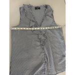 Karl Lagerfeld  Blue White Striped Ruffle V-Neck Sleeveless Blouse Tank Top XL Photo 5