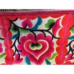 Authentic Vintage Y2K Mexican Floral Embroidered Handmade Shoulder Pom Pom Purse Photo 9