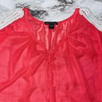 American Dream Short Sleeve Crochet Cold Shoulder Oversized Blouse Pink Women S Photo 1