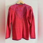 Vintage UMI Collections Anne Crimmins Embroidered Red Zip Cardigan M Boho Artsy Size M Photo 6