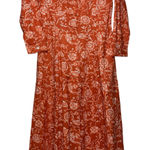 Julia Amory Women's Small Shirt Dress Maxi Red Floral 100% Cotton Pockets NWT Photo 0