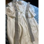 ROTATE Cream Satin Rhinestone Strap Ruffle Dress Mini Party Occasion size S White Photo 2