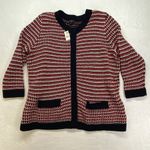 Talbots Cardigan Sweater Women 1X Red White Blue Hidden Snap Front NWT Photo 0