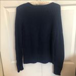American Eagle  blue knit crochet crew neck sweater Photo 3