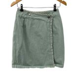 Vintage Cambridge Dry Goods Company Wrap Skirt Sz 0 Green Cotton Contrast Stitch Photo 0