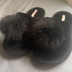 Victoria's Secret Victoria’s Secret Womens M Slide Slippers Velvet Faux Fur Poof Soft Lounge Photo 0