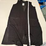 J. Jill‎ Linen Blend Sleeveless Duster Knit Cardigan SZ Small Black Coastal NEW Photo 12