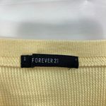 Forever 21 women's light yellow waffle knit cropped long sleeve casual shirt M Photo 3