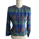 Adrianna Papell 100% Silk Vintage Patterned Blazer Jacket Size 4P Photo 2