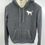 PINK - Victoria's Secret Victoria‎ Secret Pink Gray Full Zip Hoodie Jacket 
Sherpa Lining Pockets SP Photo 0