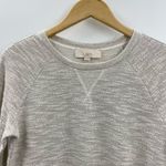 Loft Ann Taylor Metallic Sparkle Side Zip Crew Sweatshirt Top Cream Gray S new Photo 2