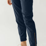 ALBION FIT  Women's Jetsetter Lightweight Jogger Pants Blue Gold Zipper M Petite Photo 0
