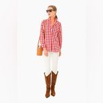 Tuckernuck  Pomander Place Apple Red Gingham Scarlett Button Down blouse top long Photo 4