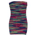 Bebe T8 Y2K VTG  Strapless Bodycon Mini Dress Rainbow Stripe Knit Crochet Photo 5