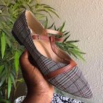 Grey plaid pointy toe ballet flats with brown t strap (Size EUR 38) Photo 5