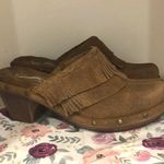 Softwalk Brown Leather Clogs with Fringe Size 5 Photo 0