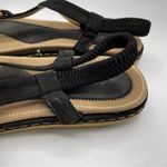 Socofy Black Leather Strappy Mini Wedge Sandals Womens 40 Thong Beach Vacation Size 9.5 Photo 1