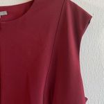 Jaeger  Dress Burgundy Red Front Zip Cap Sleeve Sheath Dress Sz US 14 GUC Photo 4