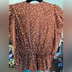 Scoop Wrap Blouse | NWT | Polka Dot | Size XS | Retro Pinup | Coquette Brown Photo 3