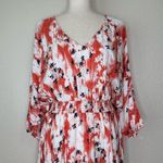 Time And Tru Floral Woven Smocked Waist Midi Dress Photo 2