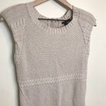 Theory Cable-knit Mini Dress Silasi Button Back Short Sleeve Oatmeal Photo 3
