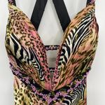 Mori Lee  Formal Gown Maxi Animal Print Plunging Neckline Sleeveless Size 4 Photo 4