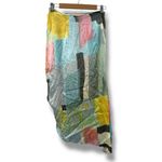 Just Bee Queen Minela Satin Ruched Midi Skirt Multicolor Abstract Size S RTR‎ Blue Photo 5