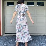 Vintage Pink Floral Toile Cottagecore Print Bias Cut Short Sleeve Maxi Dress M Size M Photo 3