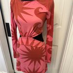 Kimchi Blue  Urban Outfitters Pink Red Print Backless Dress Tie Bavk Bow NWOT Photo 5