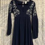Francesca's  Navy Blue Floral Embroidery Dress Size XXS Photo 0