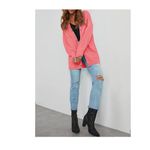 Womens Cardigan Sweater Oversized Chunky Knit Long Front Button with Pockets Pink Photo 4