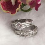 Engagement Wedding Band CZ Ring Set 6 Silver Photo 7