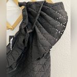 ZARA One Shoulder Eyelet Ruffle Top Black Large Stretchy Photo 6